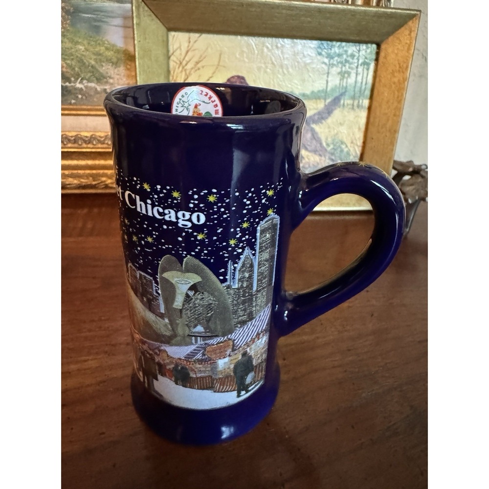 2013 Chicago Christkindlmarket Blue Ceramic Souvenir Mug 0.2L Christmas